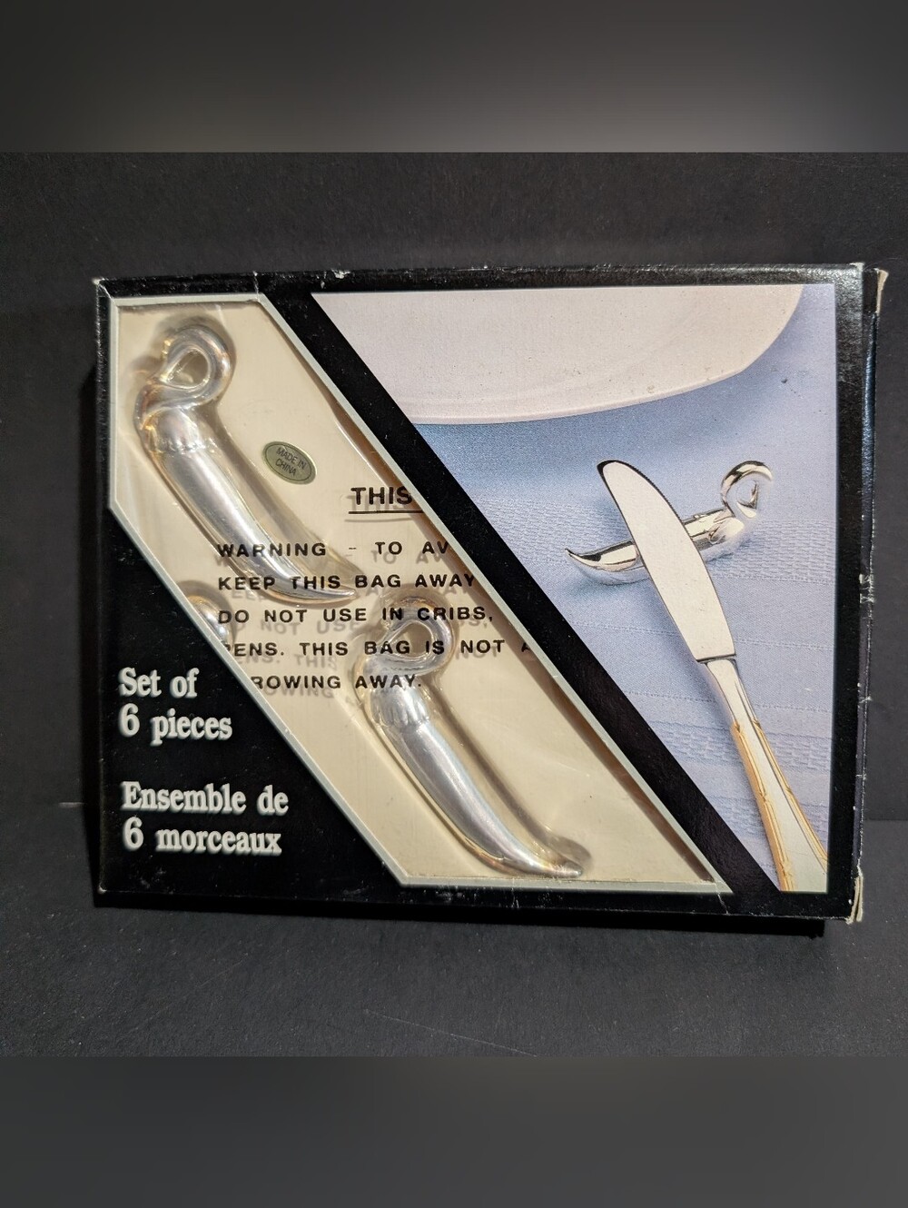 Vtg Silver Plated Swan Knife Rests Cutlery  Set Of 6 In Box